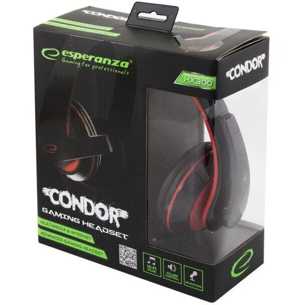 Esperanza Condor Over Ear Gaming Headset με σύνδεση 3.5mm Κόκκινο - Image 5