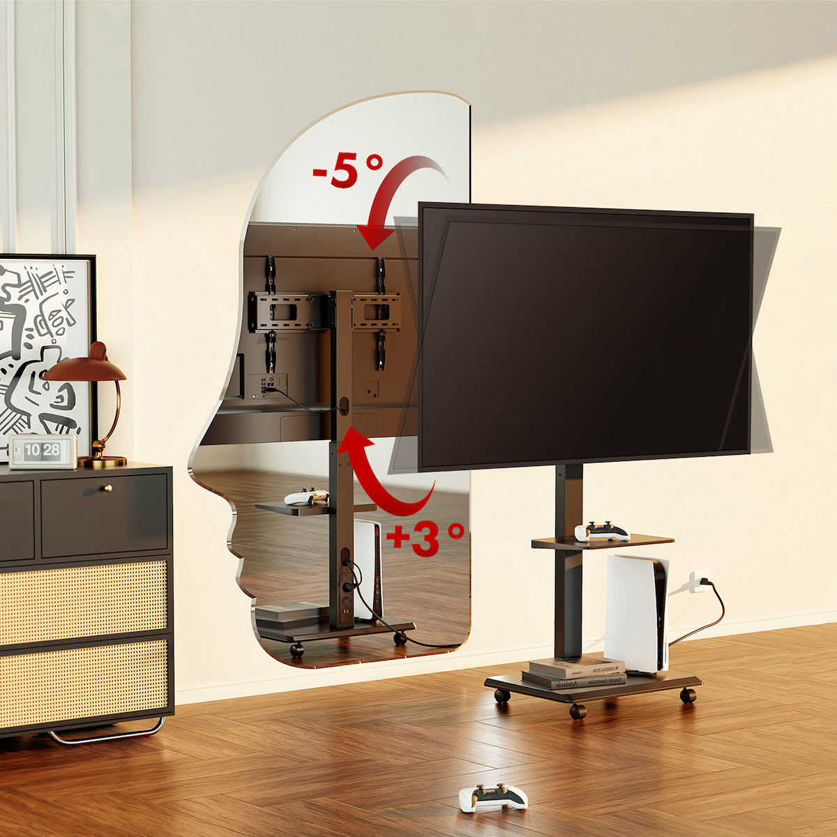 Ergo Office Βάση Τηλεόρασης Τοίχου έως 50kg Μαύρο - Image 6