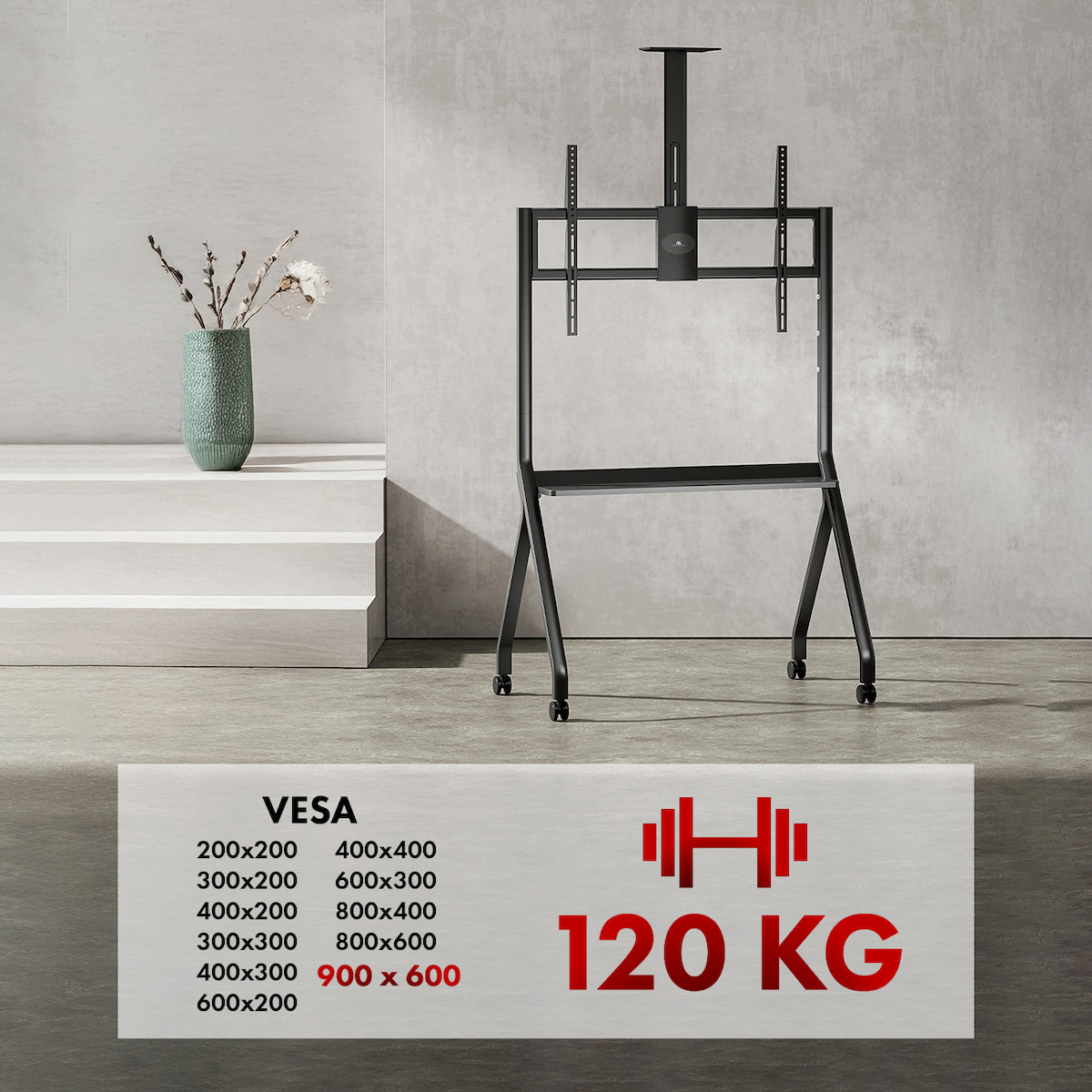 Maclean Energy MC-114 B Βάση Τηλεόρασης Τοίχου έως 100" και 10kg - Image 3