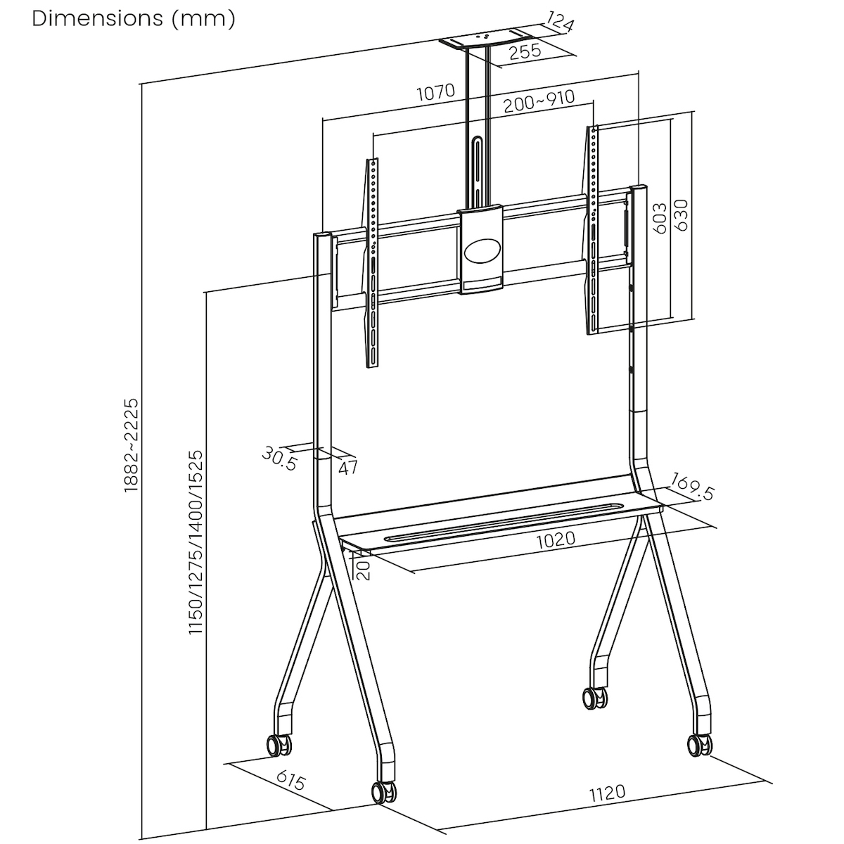 Maclean Energy MC-114 B Βάση Τηλεόρασης Τοίχου έως 100" και 10kg - Image 6