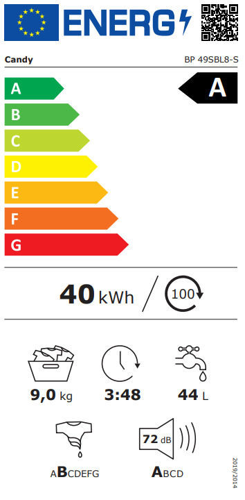 Candy 9kg με Smart Λειτουργίες BP 49SBL8-S - Image 2