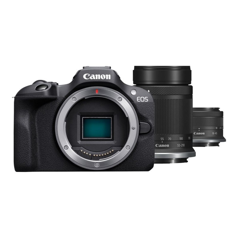 Canon EOS R100 Kit (RF-S 18-45mm f/4.5-6.3 IS STM + RF-S 55-210mm f/5-7.1 IS STM) Μαύρη