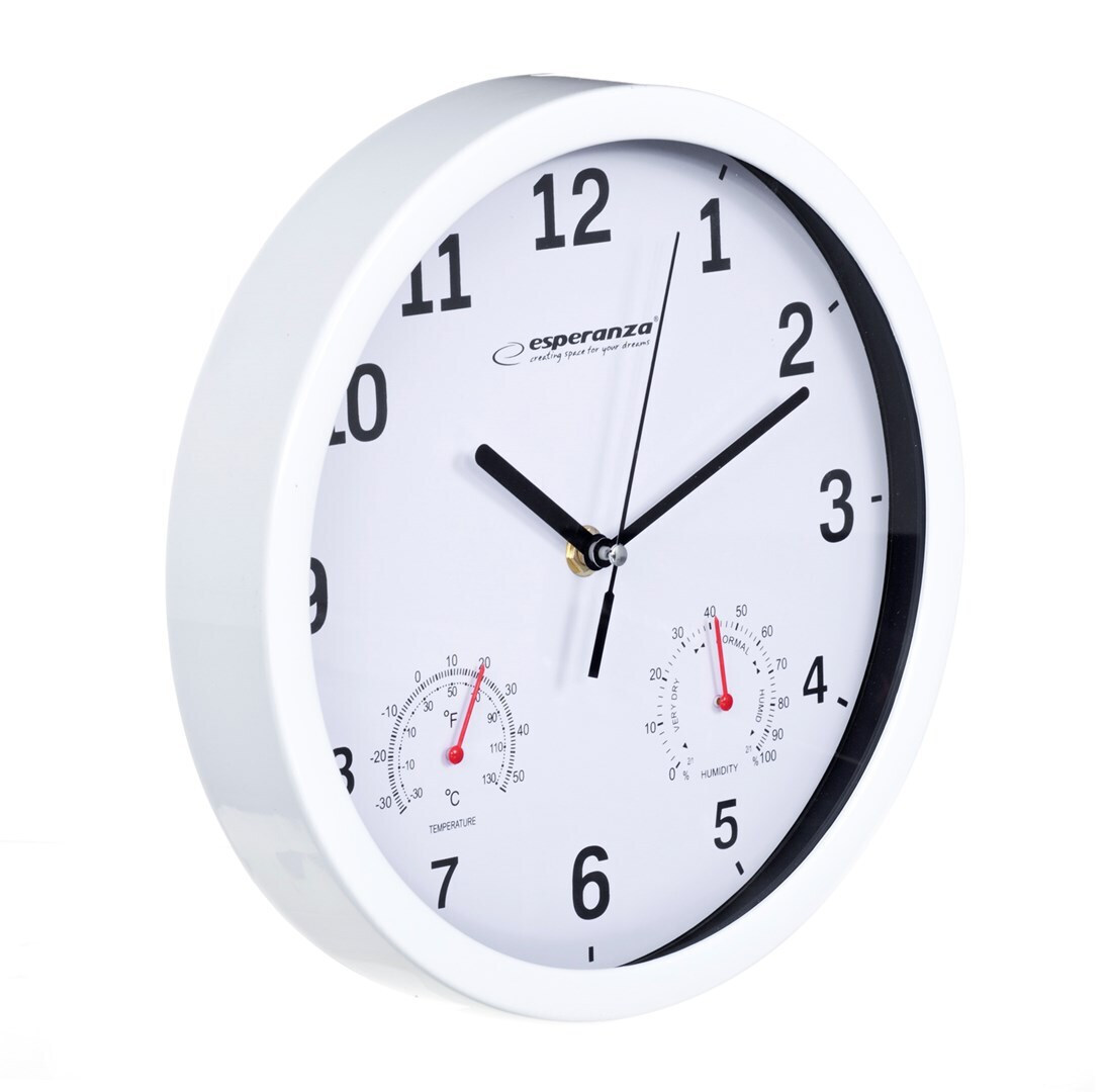 Esperanza Lyon Ρολόι Τοίχου Πλαστικό Λευκό Ø25cm EHC016W - Image 6