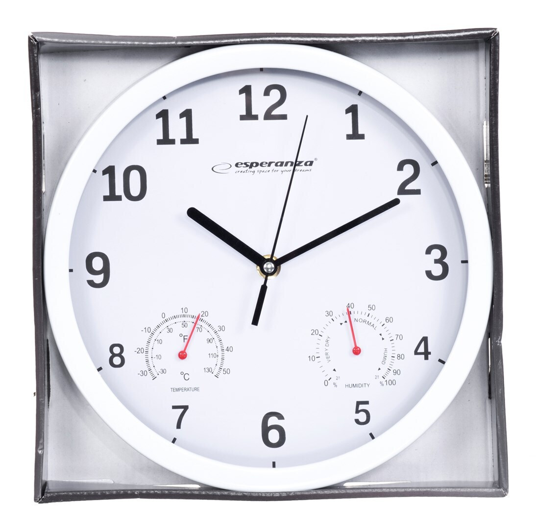Esperanza Lyon Ρολόι Τοίχου Πλαστικό Λευκό Ø25cm EHC016W - Image 8