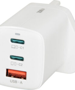 iBox Φορτιστής Χωρίς Καλώδιο GaN με Θύρα USB-A και 2 Θύρες USB-C 65W Λευκός (C-65 UK)
