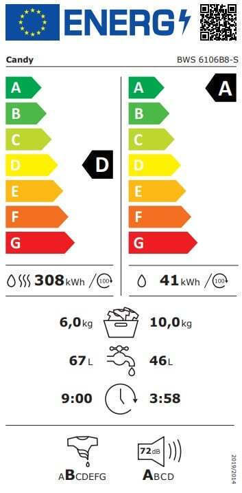 Candy BWS6106B8-S 10kg/6kg Ατμού 1600 Στροφές με Wi-Fi - Image 6