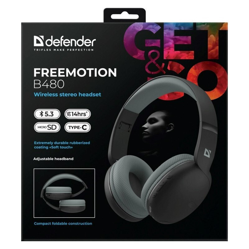 Defender Freemotion B480 Ασύρματα Bluetooth On Ear Ακουστικά με 50 ώρες Λειτουργίας Μαύρα - Image 5