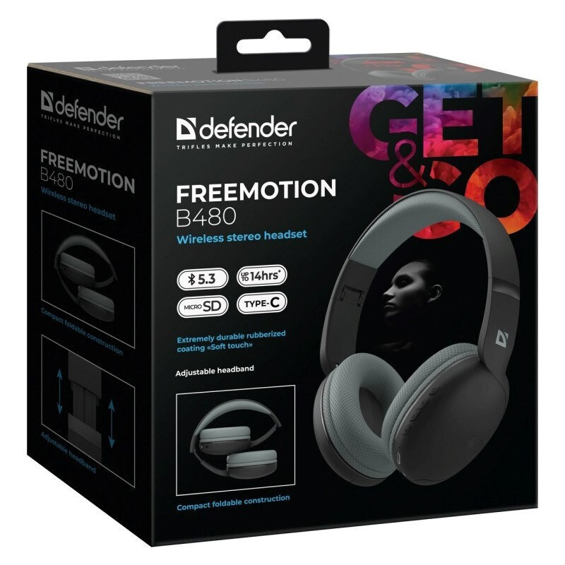 Defender Freemotion B480 Ασύρματα Bluetooth On Ear Ακουστικά με 50 ώρες Λειτουργίας Μαύρα - Image 8