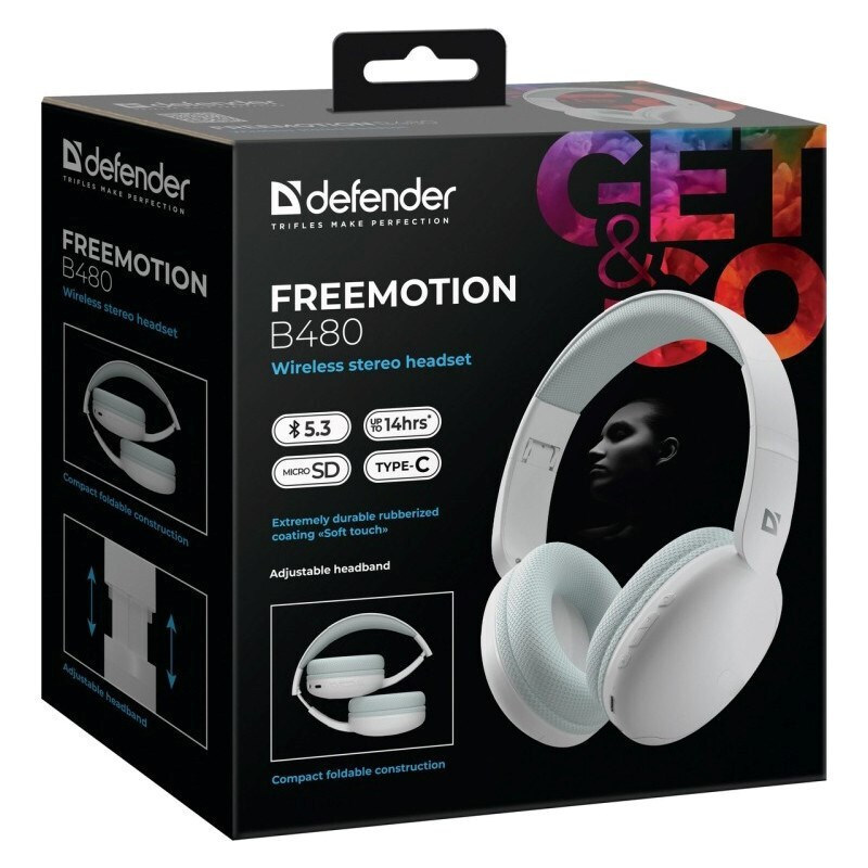 Defender Freemotion B480 Ασύρματα Bluetooth On Ear Ακουστικά με 50 ώρες Λειτουργίας Λευκά - Image 10
