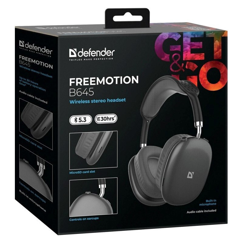 Defender Freemotion B645 Ασύρματα / Ενσύρματα On Ear Ακουστικά με 30 ώρες Λειτουργίας Μαύρα - Image 5