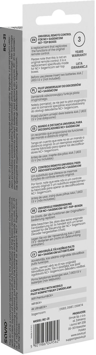 Savio Universal Τηλεχειριστήριο για Τηλεοράσεις 5901986049562 - Image 3