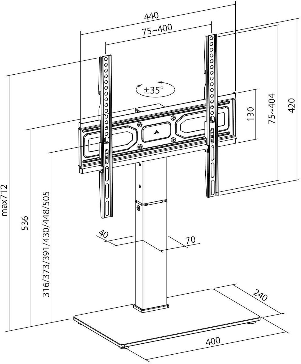 Maclean Energy MC-1240 Επιτραπέζια Βάση Τηλεόρασης έως 65" και 40kg - Image 6