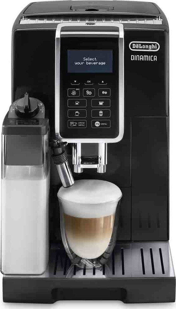 De'Longhi Dinamica Αυτόματη Μηχανή Espresso 1450W Πίεσης 15bar για Cappuccino με Μύλο Άλεσης Μαύρη