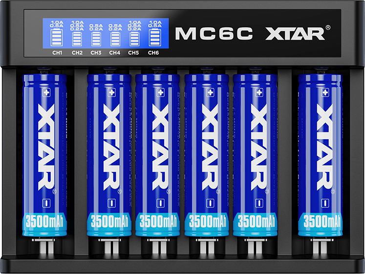 XTAR MC6C USB Φορτιστής 6 Μπαταριών Li-ion Μεγέθους 18650 - Image 2