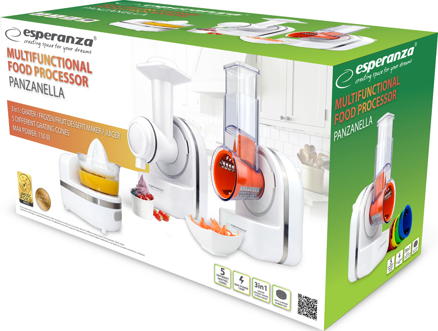 Esperanza Κόφτης Λαχανικών / Φρούτων 150W Λευκός - Image 4