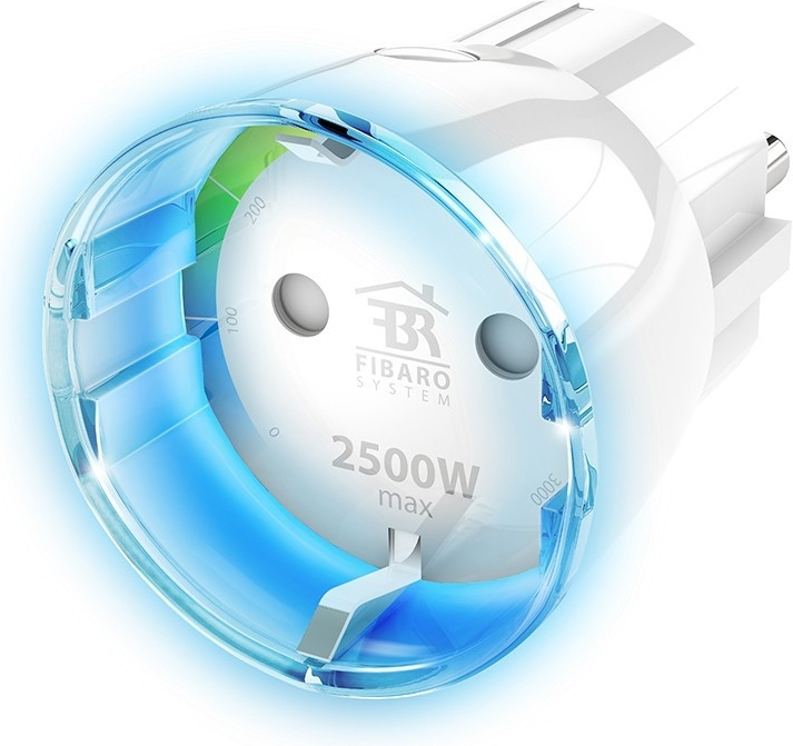 Fibaro Wall Plug Μονή Εξωτερική Πρίζα Ρεύματος Wi-Fi με Λαμπάκι Λευκή