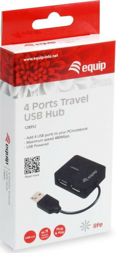 Equip USB 2.0 Hub 4 Θυρών με σύνδεση USB-A (128952)