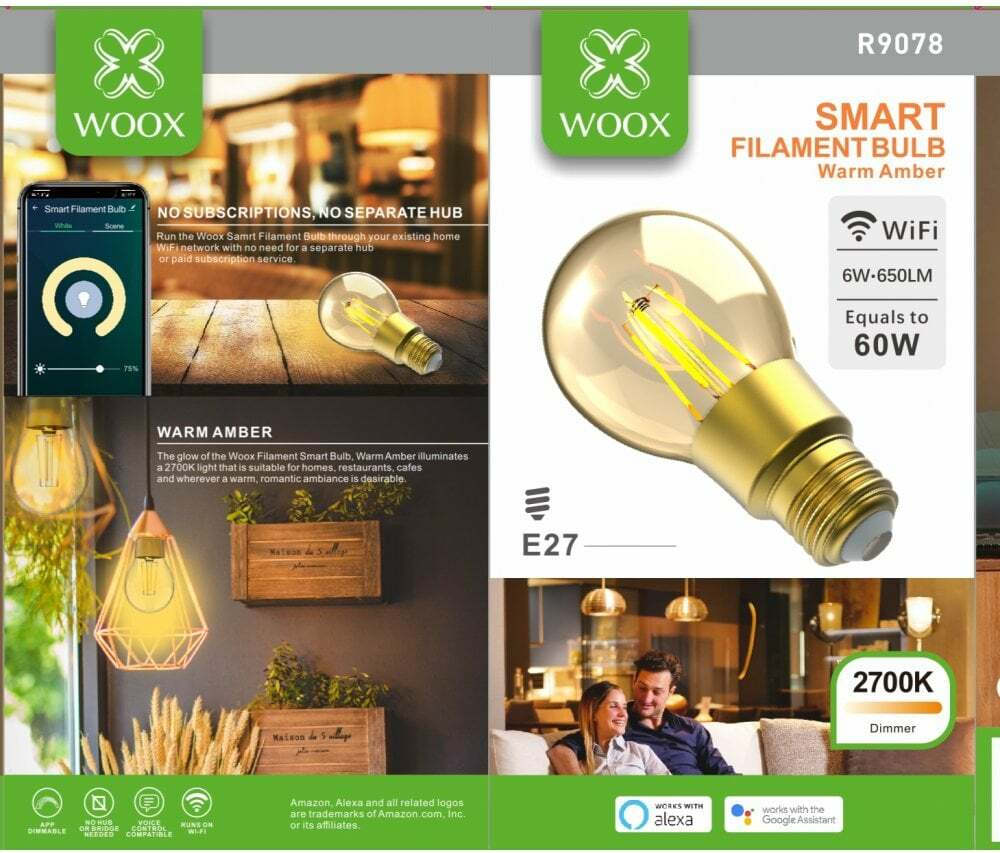 Woox Smart Λάμπα LED 6W για Ντουί E27 και Σχήμα A60 Θερμό Λευκό 650lm Dimmable R9078 - Image 3