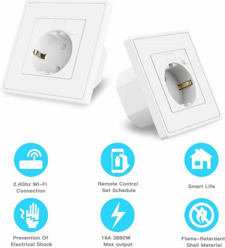 Woox R4054 Μονή Χωνευτή Πρίζα Ρεύματος Wi-Fi Ασφαλείας Λευκή R4054 - Image 2