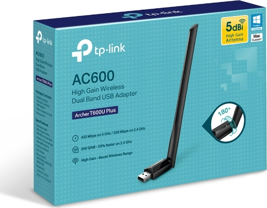 TP-LINK Archer T600U Plus v1 Ασύρματος USB Αντάπτορας Δικτύου με Αποσπώμενη Κεραία 600Mbps - Image 3