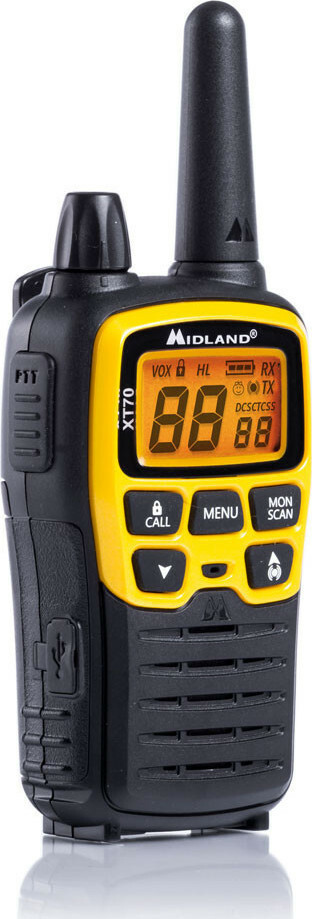 Midland XT70 Adventure Ασύρματος Πομποδέκτης PMR με Μονόχρωμη Οθόνη Σετ 2τμχ Σε Κίτρινο Χρώμα - Image 2