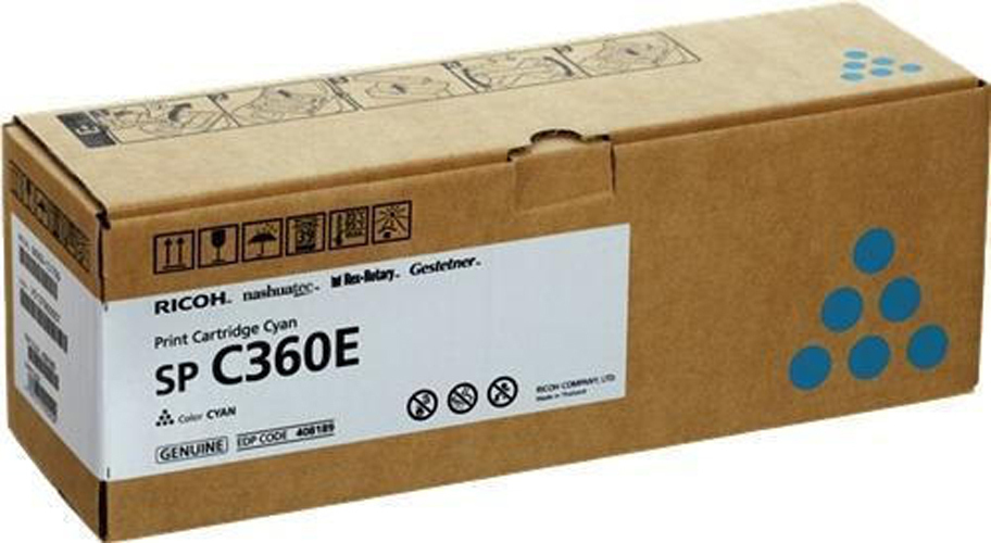 Ricoh SP C360 Γνήσιο Toner Laser Εκτυπωτή Κυανό 1500 Σελίδων (408189)