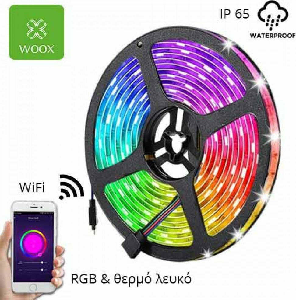 Woox Αδιάβροχη Smart Ταινία LED Wi-Fi 12V RGBW Φως 5m Τύπου SMD5050 με Τροφοδοτικό & WiFi Controller R5093 - Image 4