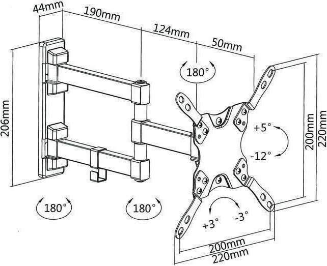 Superior Electronics 13-42 Full Motion Extra Slim Βάση Τηλεόρασης Τοίχου με Βραχίονα έως 42" και 20kg - Image 3