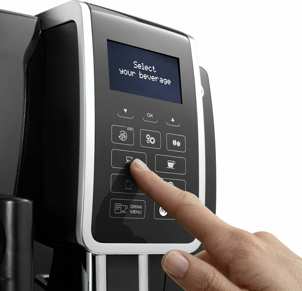 De'Longhi Dinamica Αυτόματη Μηχανή Espresso 1450W Πίεσης 15bar για Cappuccino με Μύλο Άλεσης Μαύρη - Image 12