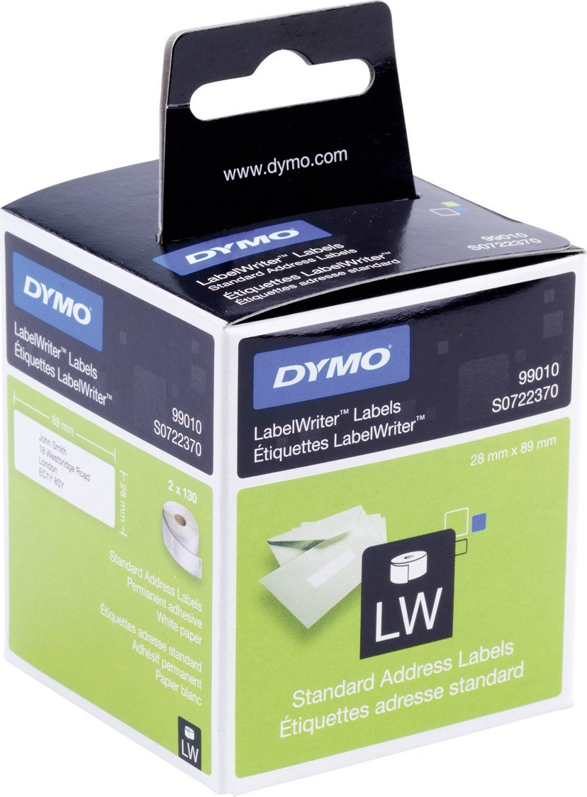 Dymo 99010 130 Αυτοκόλλητες Ετικέτες σε Ρολό για Εκτυπωτή Ετικετών 89x28mm 2τμχ