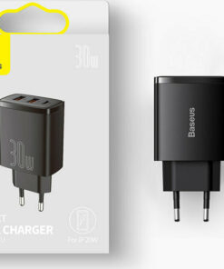 Alternative view of Baseus Φορτιστής Χωρίς Καλώδιο με 2 Θύρες USB-A και Θύρα USB-C 30W Power Delivery Μαύρος (Compact 2U+C)