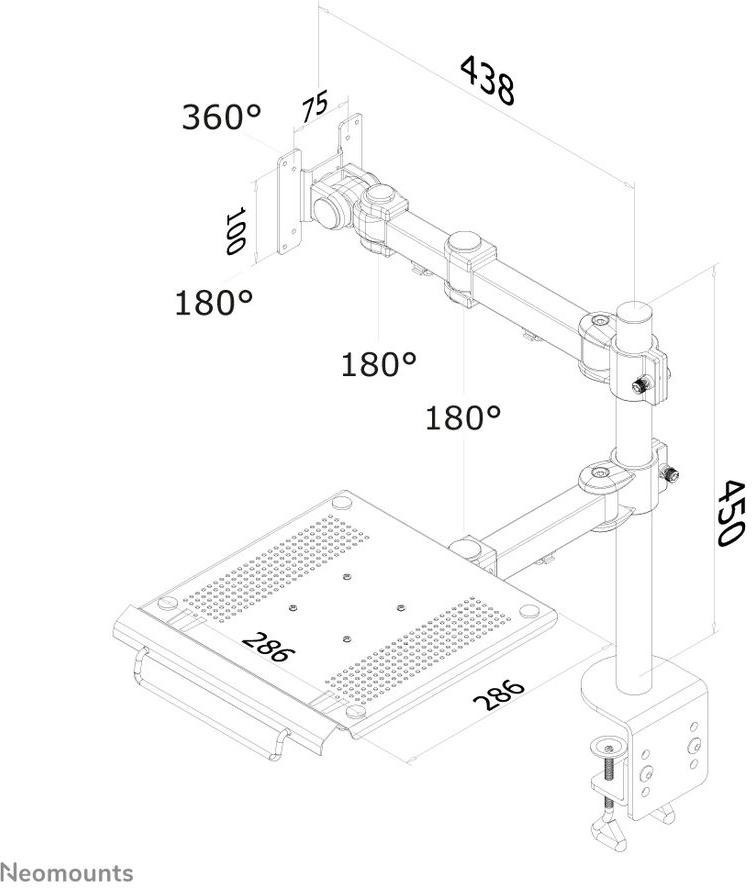 Newstar Βάση Γραφείου Οθόνης έως 27" με Βραχίονα (FPMA-D960NOTEBOOK) - Image 3