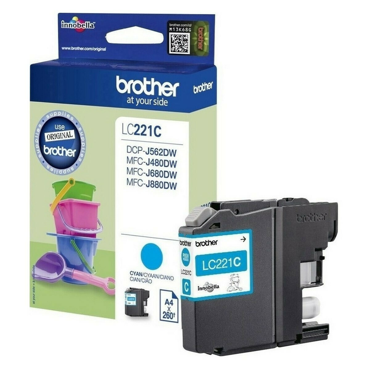 Brother LC221 Γνήσιο Μελάνι Εκτυπωτή InkJet Κυανό (LC-221C)