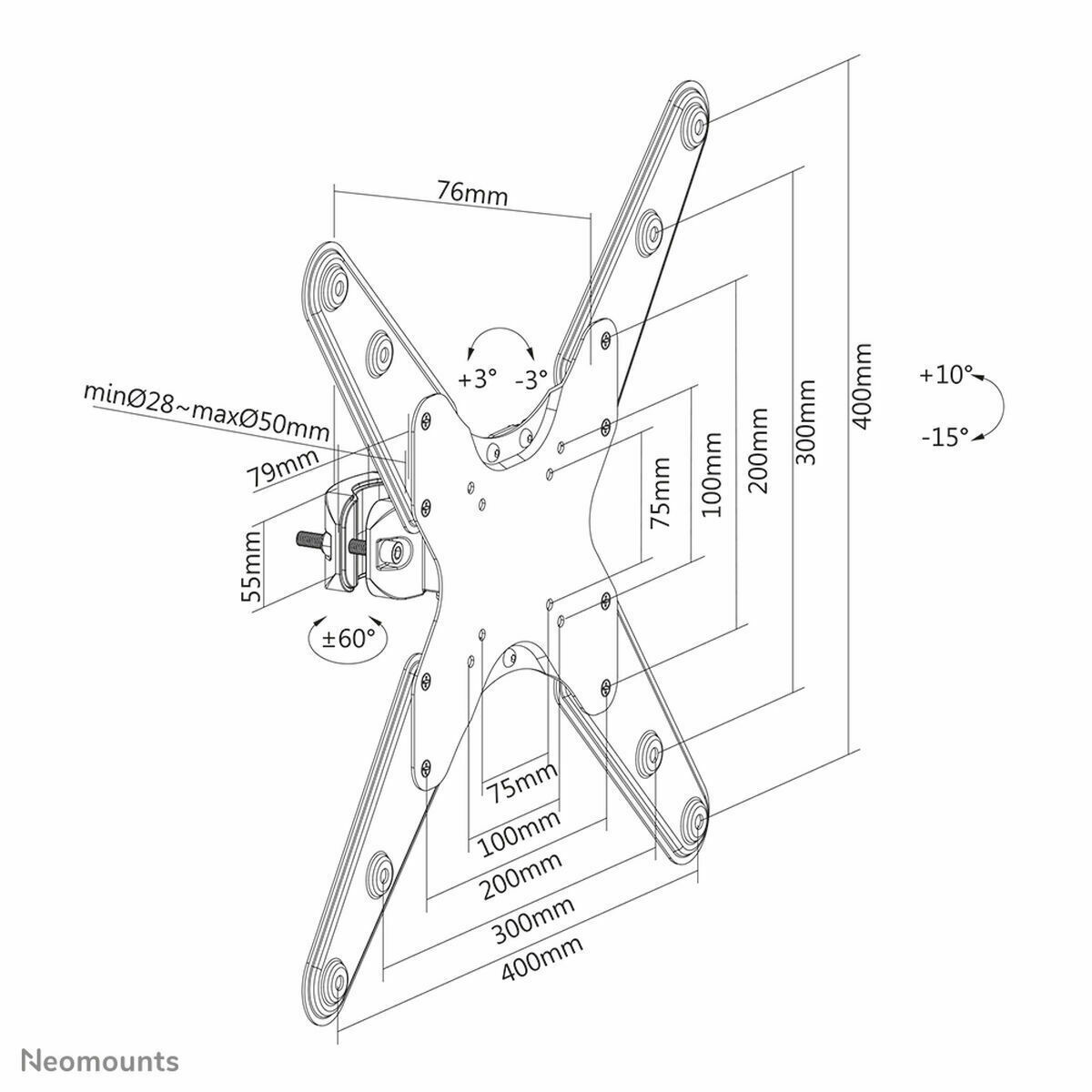 Neomounts FL40-430BL14 Βάση Τηλεόρασης Τοίχου έως 55" και 25kg - Image 3