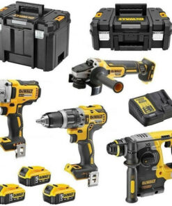 Dewalt DCK422P3T Σετ Γωνιακός Τροχός, Κρουστικό Δραπανοκατσάβιδο, Μπουλονόκλειδο & Πιστολέτο 18V με 3 Μπαταρίες 5Ah και Θήκη