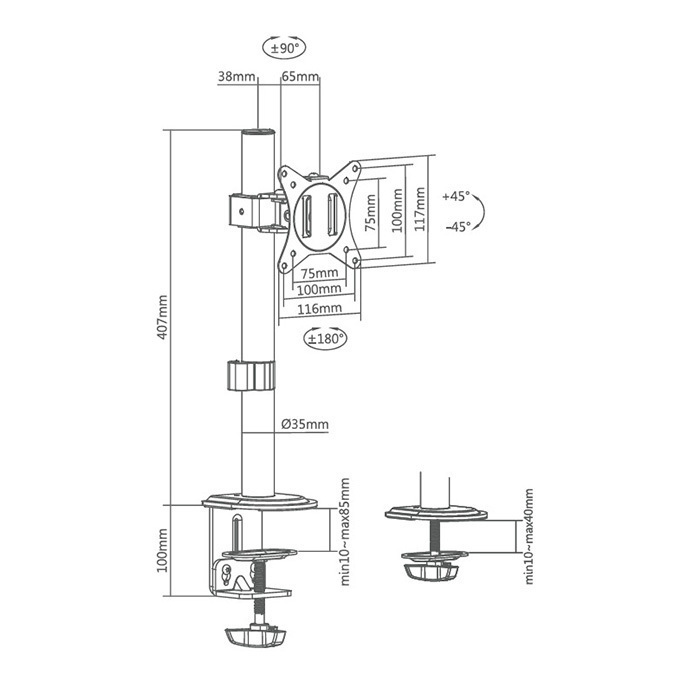 Superior Electronics Βάση Γραφείου Οθόνης έως 32" (SUPSPC001) - Image 5