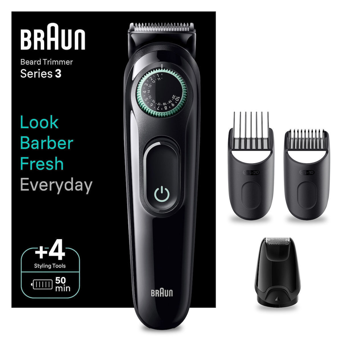 Braun Series 3 Trimmer Μηχανή Επαναφορτιζόμενη Black / Vibrant BT3421