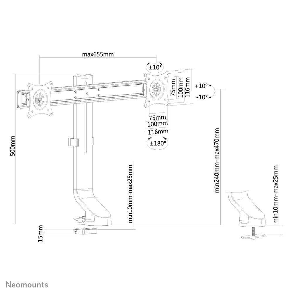 Neomounts Βάση Γραφείου για 2 Οθόνες έως 27" (FPMA-D860DBLACK) - Image 3