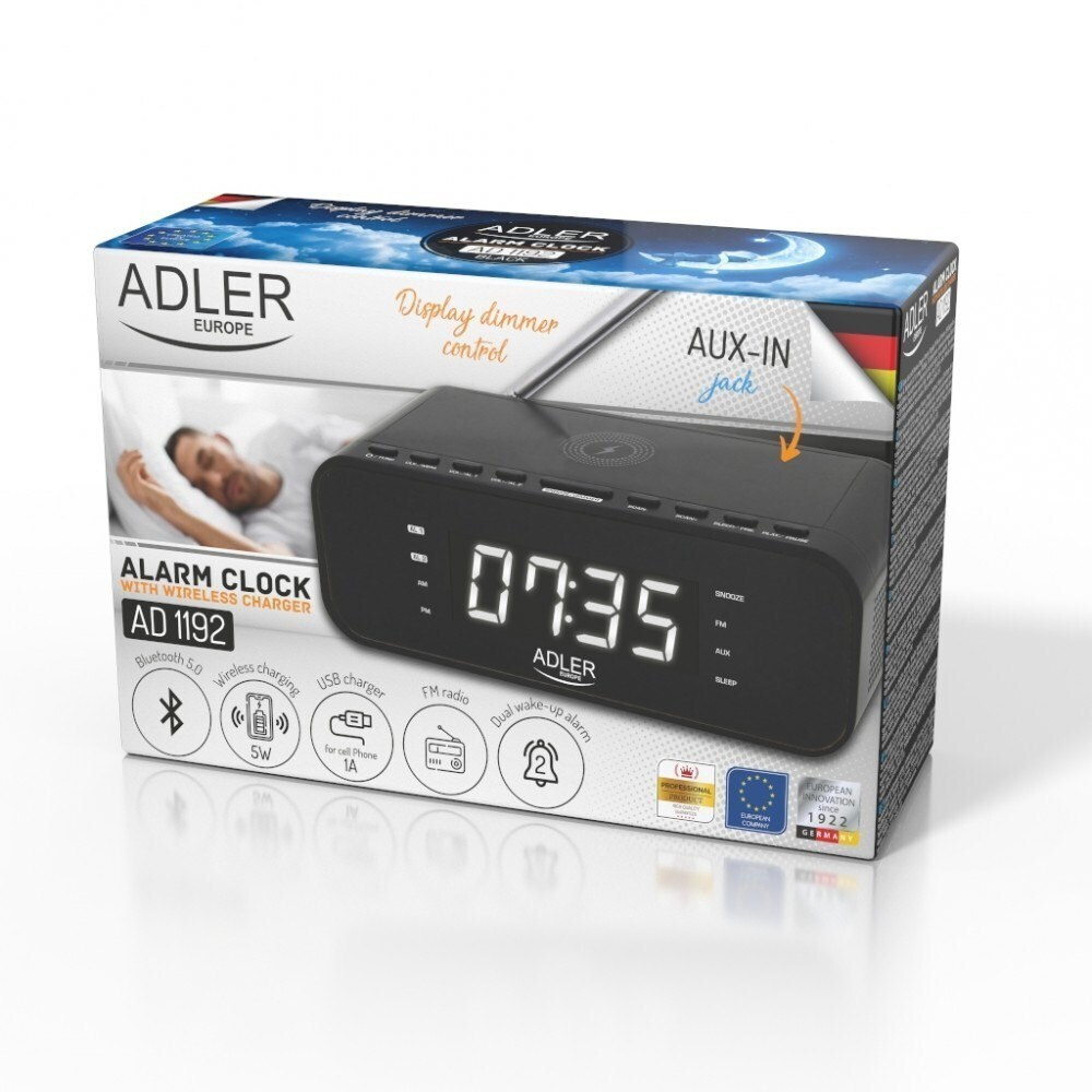 Adler AD 1192B Επιτραπέζιο Ψηφιακό Ρολόι με Ξυπνητήρι, Ραδιόφωνο και Ασύρματη Φόρτιση AD 1192b - Image 4