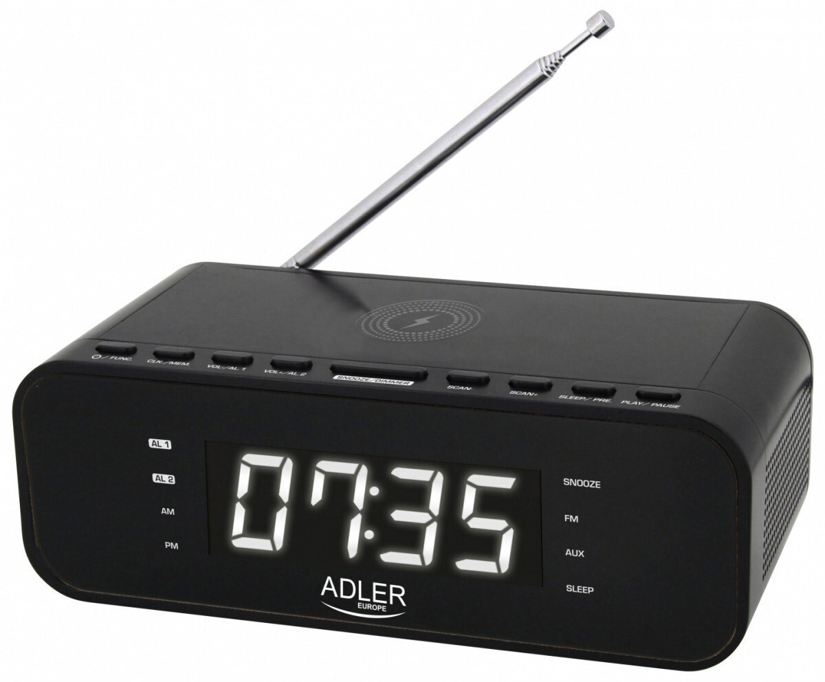 Adler AD 1192B Επιτραπέζιο Ψηφιακό Ρολόι με Ξυπνητήρι, Ραδιόφωνο και Ασύρματη Φόρτιση AD 1192b