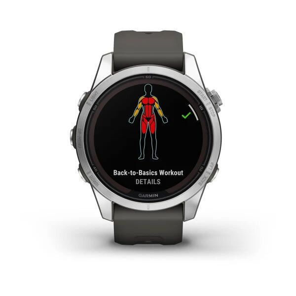 Garmin Fenix 7S Pro Solar Stainless Steel 42mm Αδιάβροχο Smartwatch με Παλμογράφο (Silver with Graphite Band) - Image 2