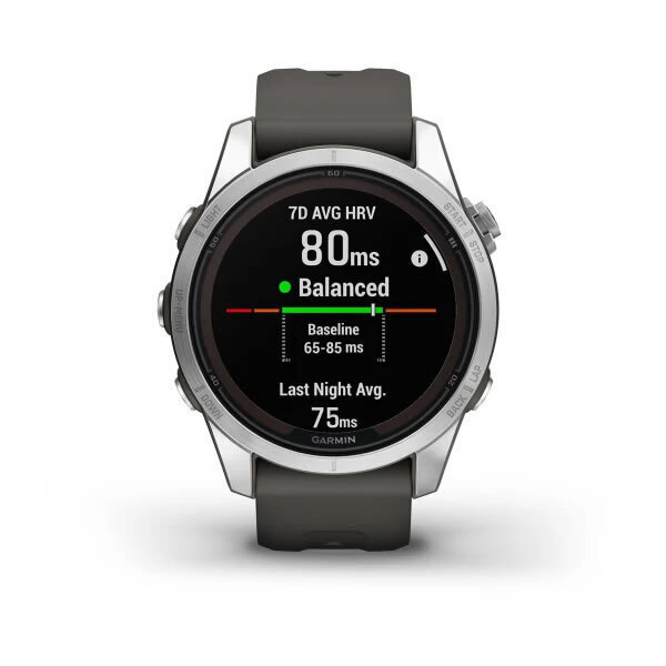 Garmin Fenix 7S Pro Solar Stainless Steel 42mm Αδιάβροχο Smartwatch με Παλμογράφο (Silver with Graphite Band) - Image 9