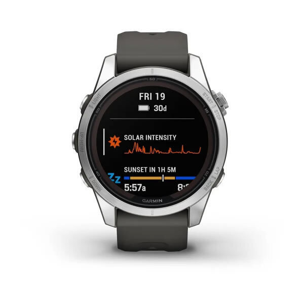 Garmin Fenix 7S Pro Solar Stainless Steel 42mm Αδιάβροχο Smartwatch με Παλμογράφο (Silver with Graphite Band) - Image 6