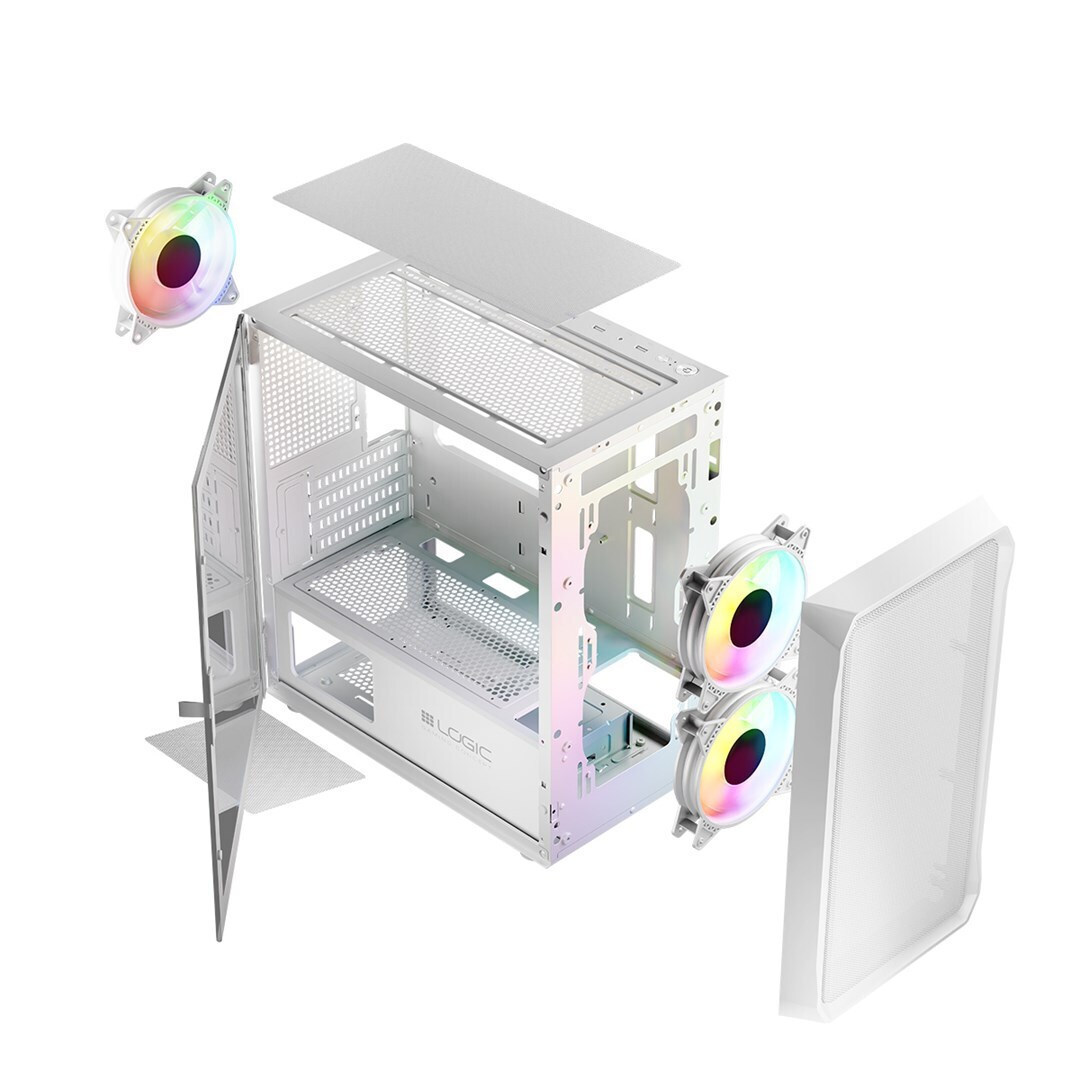 Logic Portos ARGB Mini Tower Κουτί Υπολογιστή με Πλαϊνό Παράθυρο Λευκό - Image 13
