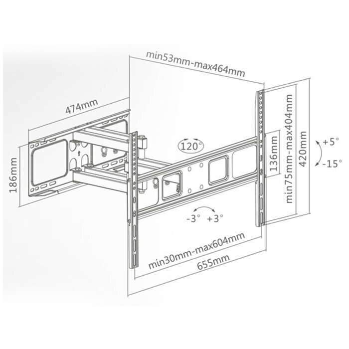 Superior Electronics 188-0068 Βάση Τηλεόρασης Τοίχου με Βραχίονα έως 80" και 40kg - Image 5