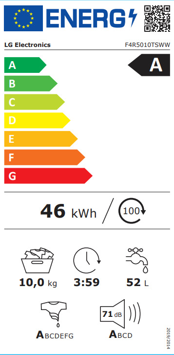 LG Πλυντήριο Ρούχων 10kg με Τεχνολογία Ατμού 1400 Στροφών TurboWash F4R5010TSWW - Image 5