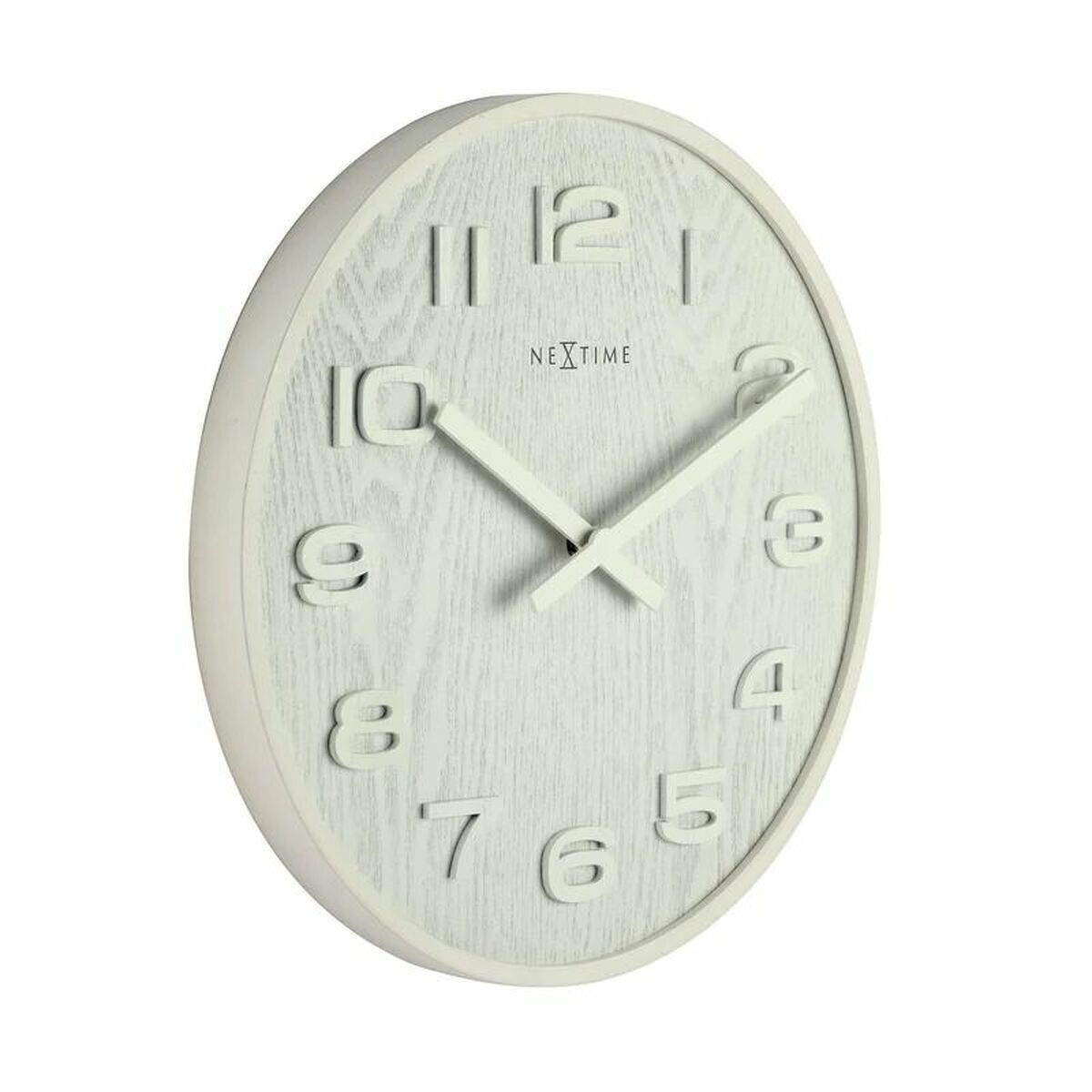 Nextime Ρολόι Τοίχου Ξύλινο Λευκό Ø35.5cm 3096WI - Image 2
