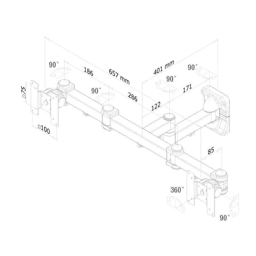 Newstar FPMA-W960D Επιτοίχια έως 27" και 12kg - Image 4