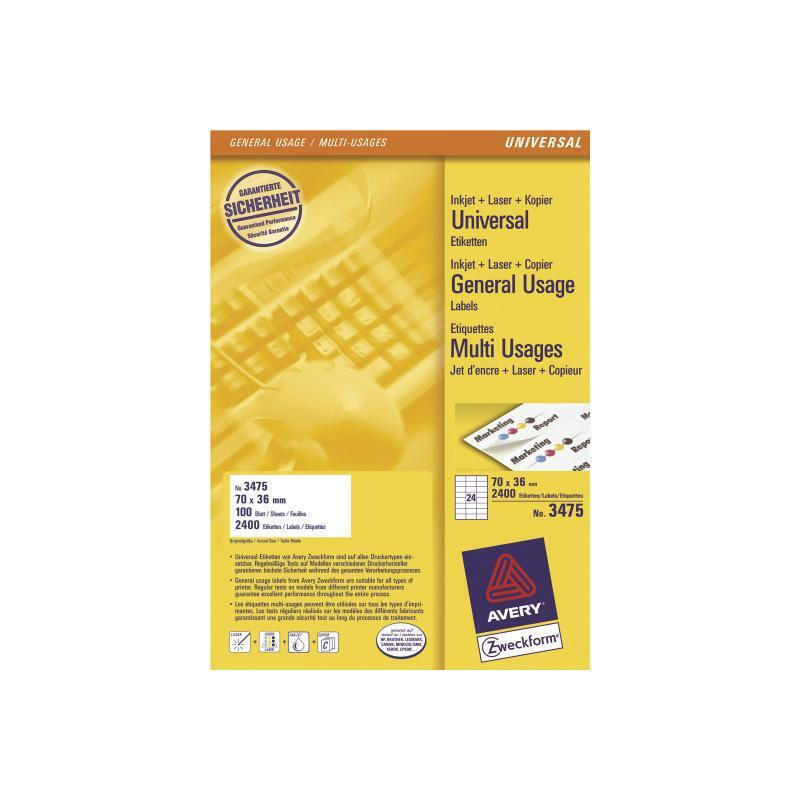 Avery Αυτοκόλλητες Ετικέτες Α4 Ορθογώνιες 70x36mm