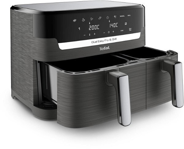 Tefal Dual Easy Air Fryer με Διπλό Αποσπώμενο Κάδο 8.3lt Μαύρο